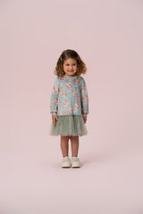 VESTIDO DE PLUSH URSOS COM BABADO DE TULE PETIT CHERIE