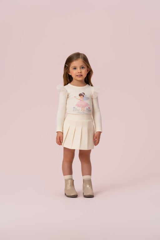 CONJUNTO BAILARINA MANGA LONGA COM SAIA PLISSADA PETIT CHERIE