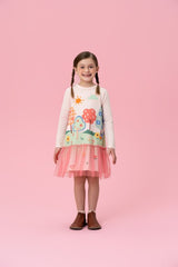 VESTIDO DE PLUSH COM BABADO DE TULE MON SUCRÉ