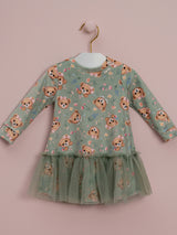 VESTIDO BEBÊ PLUSH URSOS COM BABADO DE TULE PETIT CHERIE