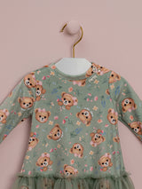 VESTIDO BEBÊ PLUSH URSOS COM BABADO DE TULE PETIT CHERIE