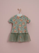 VESTIDO PLUSH URSOS COM BABADO DE TULE PETIT CHERIE