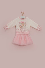 CONJUNTO BEBÊ DE MOLETOM CARROSSEL E SAIA DE TULE PETIT CHERIE