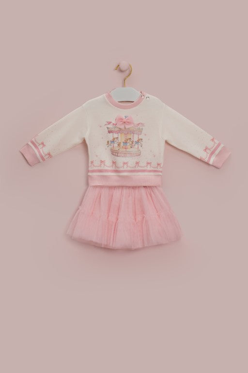 CONJUNTO BEBÊ DE MOLETOM CARROSSEL E SAIA DE TULE PETIT CHERIE