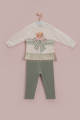 CONJUNTO BEBÊ URSO COM BABADOS DE TULE E LEGGING PETIT CHERIE