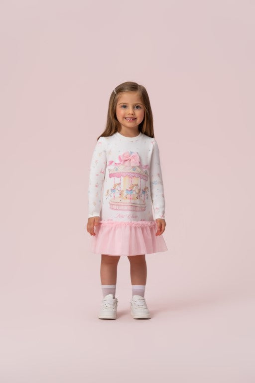 VESTIDO ESTAMPA CARROSSEL COM TULE PETIT CHERIE