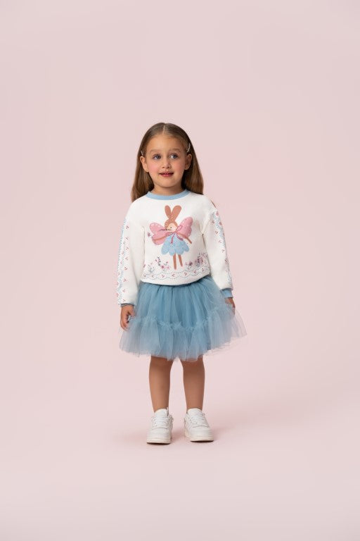 CONJUNTO DE MOLETOM COM SAIA DE TULE PETIT CHERIE
