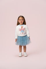 CONJUNTO DE MOLETOM COM SAIA DE TULE PETIT CHERIE