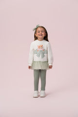 CONJUNTO MOLETOM URSO COM BABADO DE TULE E LEGGING PETIT CHERIE