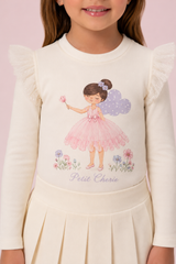 CONJUNTO BAILARINA MANGA LONGA COM SAIA PLISSADA PETIT CHERIE
