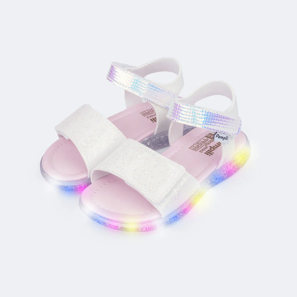 SANDÁLIA DE LED HOLOGRÁFICA BRANCA PAMPILI MINI