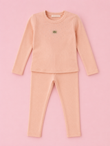CONJUNTO CANELADO ROSA COM APLICAÇÃO PETIT CHERIE