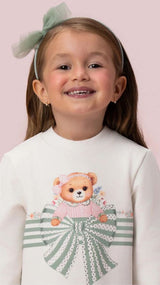 CONJUNTO MOLETOM URSO COM BABADO DE TULE E LEGGING PETIT CHERIE