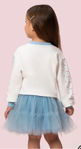 CONJUNTO DE MOLETOM COM SAIA DE TULE PETIT CHERIE