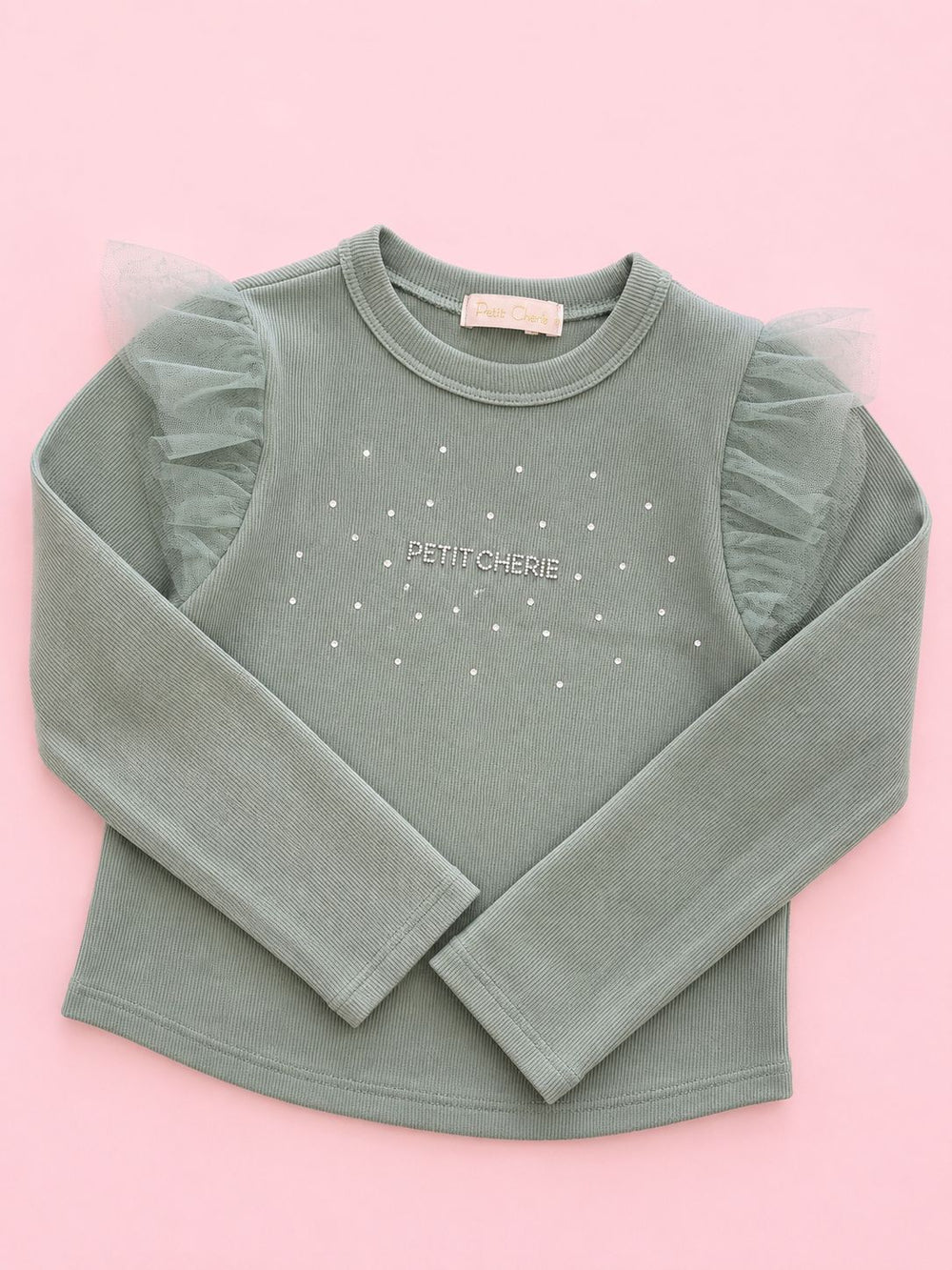 CAMISA CANELADA DETALHE TULE PETIT CHERIE