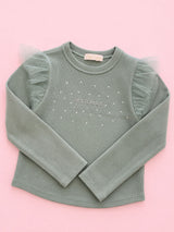 CAMISA CANELADA DETALHE TULE PETIT CHERIE