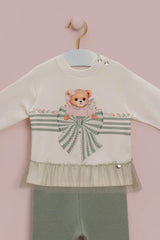 CONJUNTO BEBÊ URSO COM BABADOS DE TULE E LEGGING PETIT CHERIE