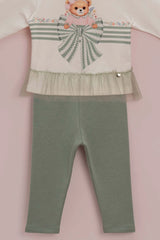 CONJUNTO BEBÊ URSO COM BABADOS DE TULE E LEGGING PETIT CHERIE