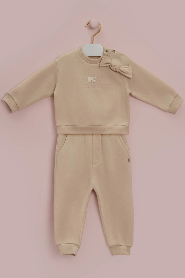 CONJUNTO DE BEBÊ COM MOLETOM APLICAÇÃO PEDRARIAS PETIT CHERIE