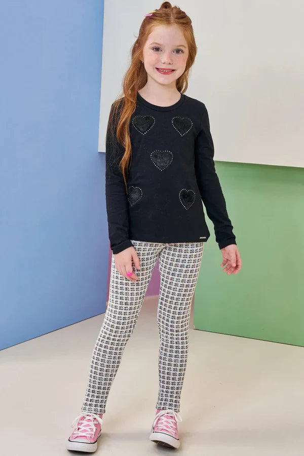 CONJUNTO BLUSA EM COTTON E LEGGIN JACQUARD KIM INFANTI