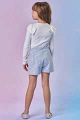 CONJUNTO BLUSA CANELADA E SHORT TWEED INFANTI