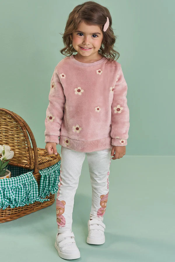 CONJUNTO BLUSÃO PELO BORDADO E LEGGIN TERMOSKIN PELUCIADA KUKIÊ