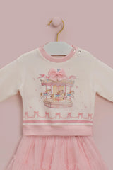 CONJUNTO BEBÊ DE MOLETOM CARROSSEL E SAIA DE TULE PETIT CHERIE