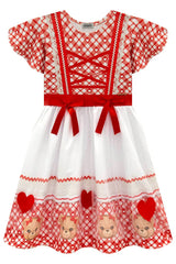 VESTIDO CAIPIRA CORAÇÕES INFANTI